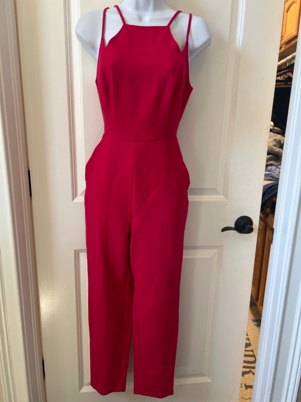 BCBGeneration Hot Pink Double Strap Jumpsuit Size 2 NWT